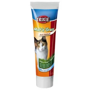Trixie Malt'n' Grass Anti-Hairball Paste - kiegészítő eleség (szőroldó) malátás,zöldfűves paszta macskák részére (100g)